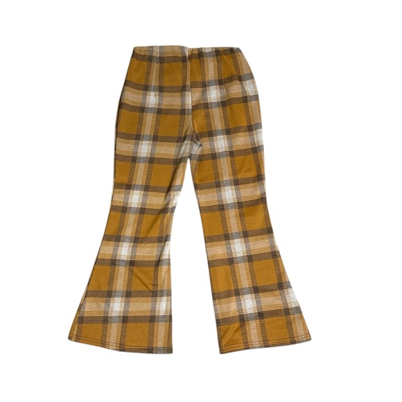 Forever 21 Plaid Cropped Flared pants - Mustard Plaid - Women's Size Medium - Picture 1 of 5